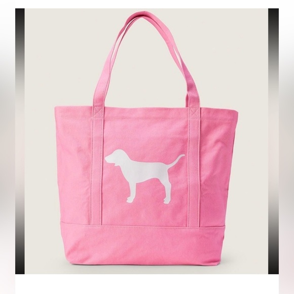 VICTORIA SECRET PINK TOTE BAG WITH PINK LOGO ON FRONT - Picture 1 of 6